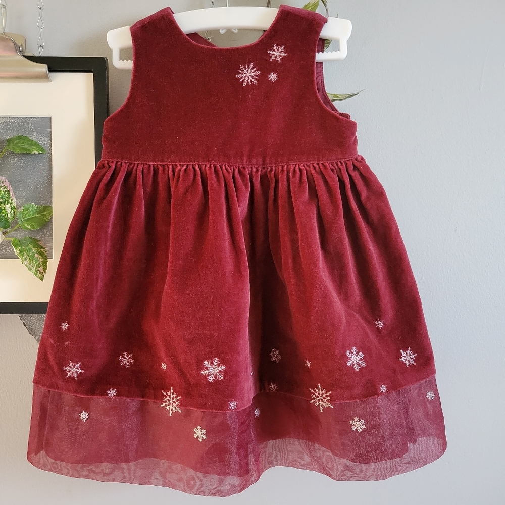 Baby Girl's Old Navy Velvet Snowflake‎ Dress 6-12 months